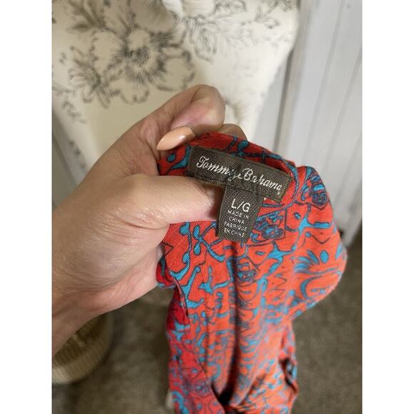 Tommy Bahama Dress Womens Large Fitted Hombre Red Orange Maxi - Picture 5 of 7